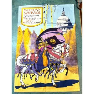 Woman suffrage kitchen tea towel 100% Organic cotton 18" x 27" Blue Yellow WDC
